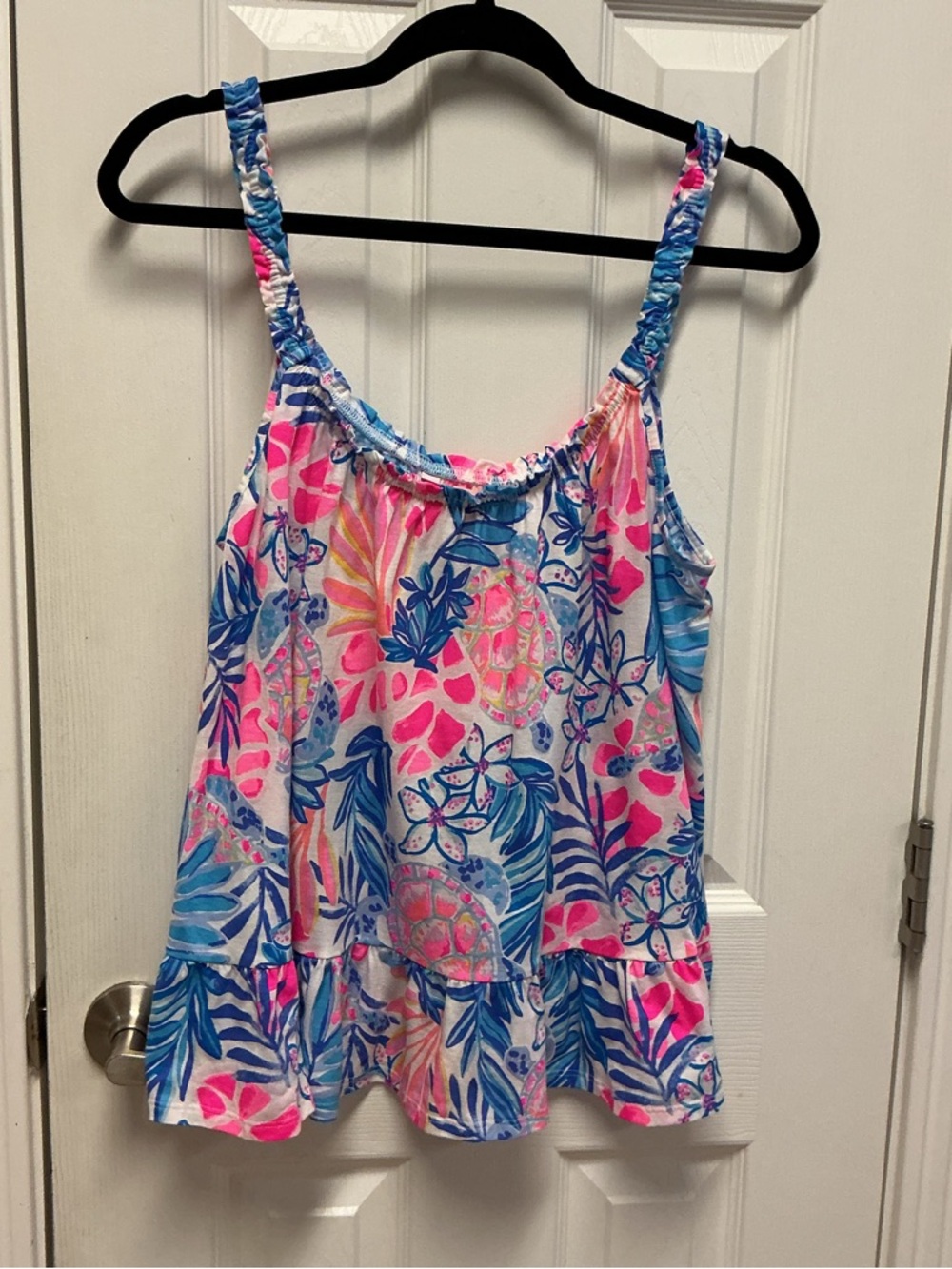 Lilly Pulitzer SZ L Tropical Tank Loro Rainforest Top Vacay  Resort Pima Cotton